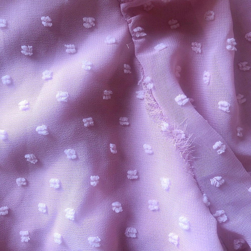 🍭🍭 Adorable Delicate Feminine Pink Blouse See Through Polka Dots Frills - Picture 8 of 10